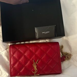 Red YSL Leather Handbag WOC in great condition!